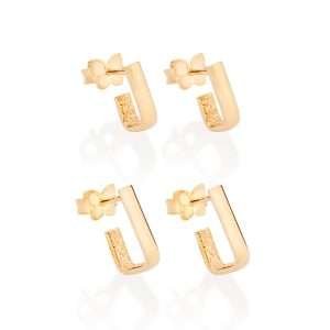 Kit de argollas rectangulares enchapadas en oro de 18k