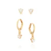 Kit Aretes Cristales y Mini Hoops Enchapados en Oro 18K 2 Kit Aretes Cristales y Mini Hoops