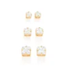 Kit de Aretes de Circonias Enchapados en Oro 18K 1 Kit de Aretes de Circonias