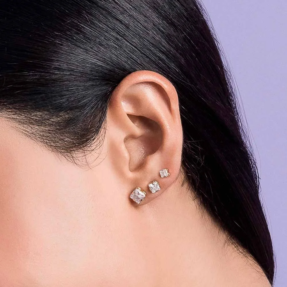 Kit de Aretes de Circonias Enchapados en Oro 18K 6 Kit de Aretes de Circonias Enchapados en Oro 18K - Imagen 4