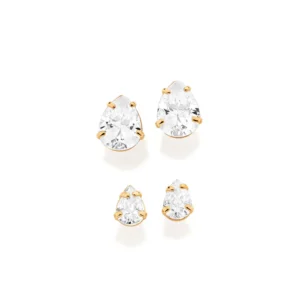 Alternative view of Kit de aretes de gotas de circonia enchapadas en oro 18k