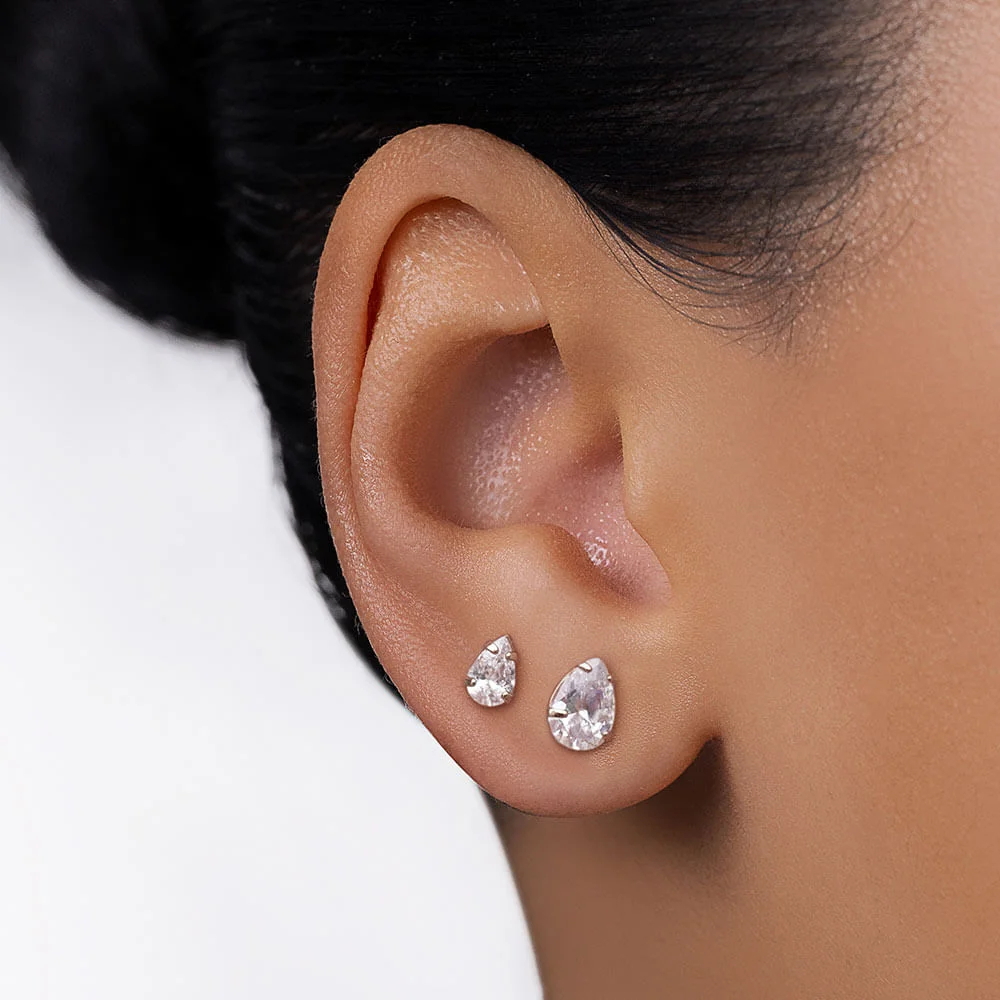 Kit de aretes de gotas de circonia enchapadas en oro 18k - Imagen 3
