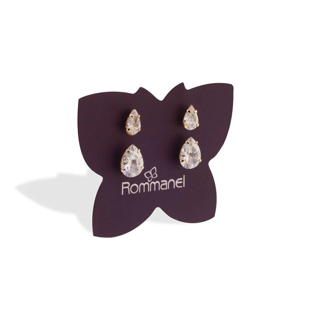 Kit de aretes de gotas de circonia enchapadas en oro 18k - Imagen 4