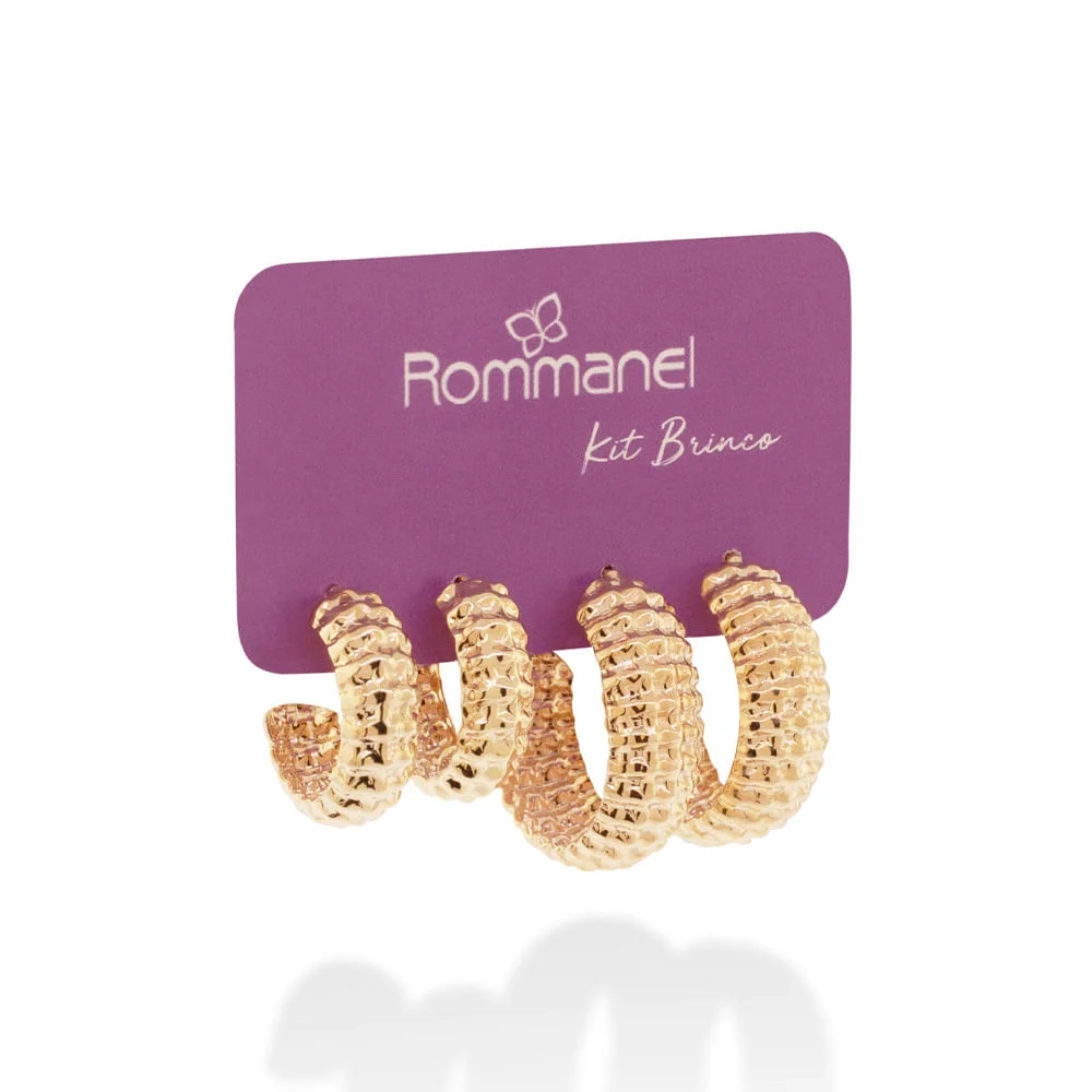 Kit de argollas de medio aro texturizados enchapadas en oro de 18k 6 Kit de argollas de medio aro texturizados enchapadas en oro de 18k - Imagen 4