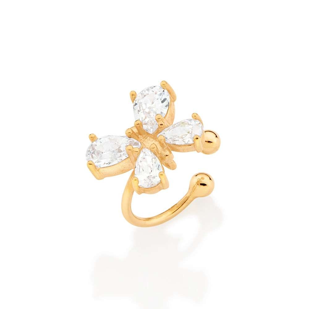 Piercing ajustable mariposa de cristales enchapadas en oro 18k 3 Piercing ajustable mariposa de cristales enchapadas en oro 18k