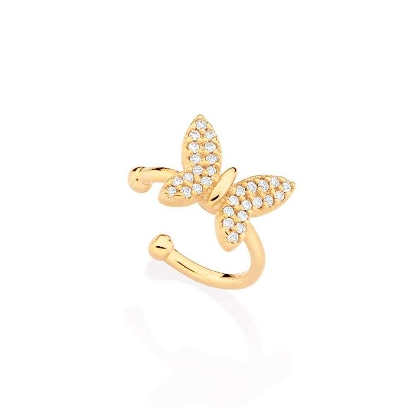 Piercing ajustables mariposa con circonias enchapadas en oro 18k 4 Piercing ajustables mariposa con circonias enchapadas en oro 18k - Imagen 2