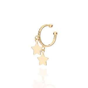 Piercing con 2 estrellas colgantes enchapado en oro de 18k