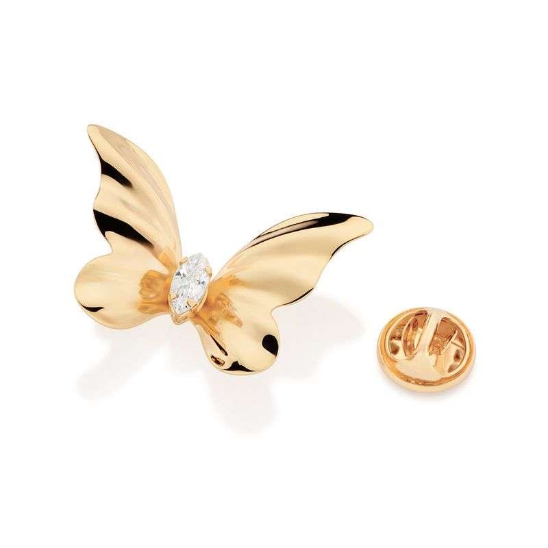 Pin de mariposa con circonias enchapadas en oro 18k 5 Pin de mariposa con circonias enchapadas en oro 18k - Imagen 3
