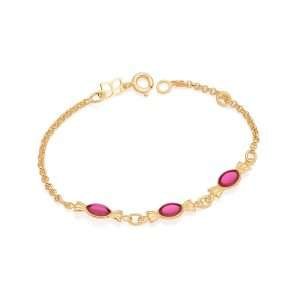 Pulsera con caramelos fucsia enchapada en oro de 18k