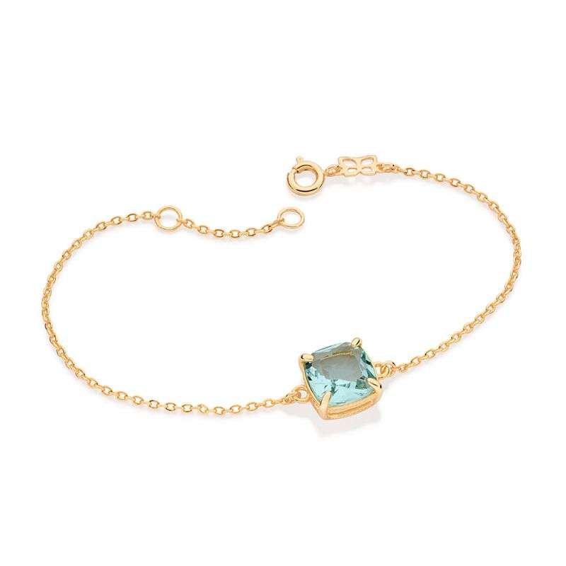 Pulsera de circonia aguamarina Enchapada en oro de 18k 3 Pulsera de circonia aguamarina Enchapada en oro de 18k