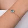 Pulsera de circonia aguamarina Enchapada en oro de 18k - Imagen 3