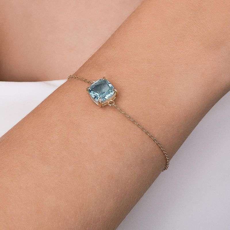 Pulsera de circonia aguamarina Enchapada en oro de 18k 5 Pulsera de circonia aguamarina Enchapada en oro de 18k - Imagen 3