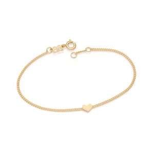 Pulsera de corazón liso Enchapadas en Oro de 18k