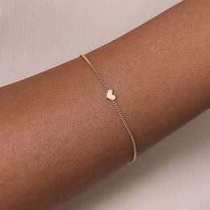 Alternative view of Pulsera de corazón liso Enchapadas en Oro de 18k