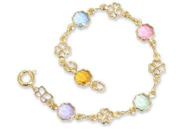 Pulsera de flor de colores de niñas enchapada en oro de 18k 3 Pulsera de flor de colores de niñas enchapada en oro de 18k
