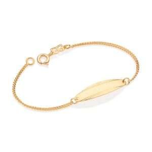 Pulsera de niños con placa enchapada en oro de 18k
