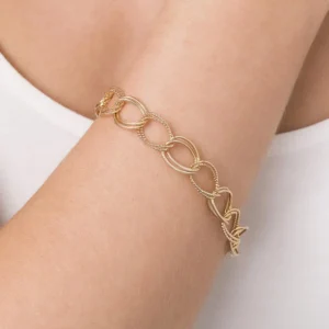 Alternative view of Pulsera de eslabones ovalados enchapada en oro 18K