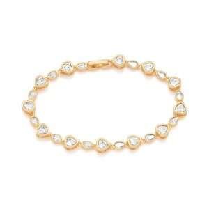 Pulsera Tennis de Corazones con Circoniass enchapas en oro de 18k