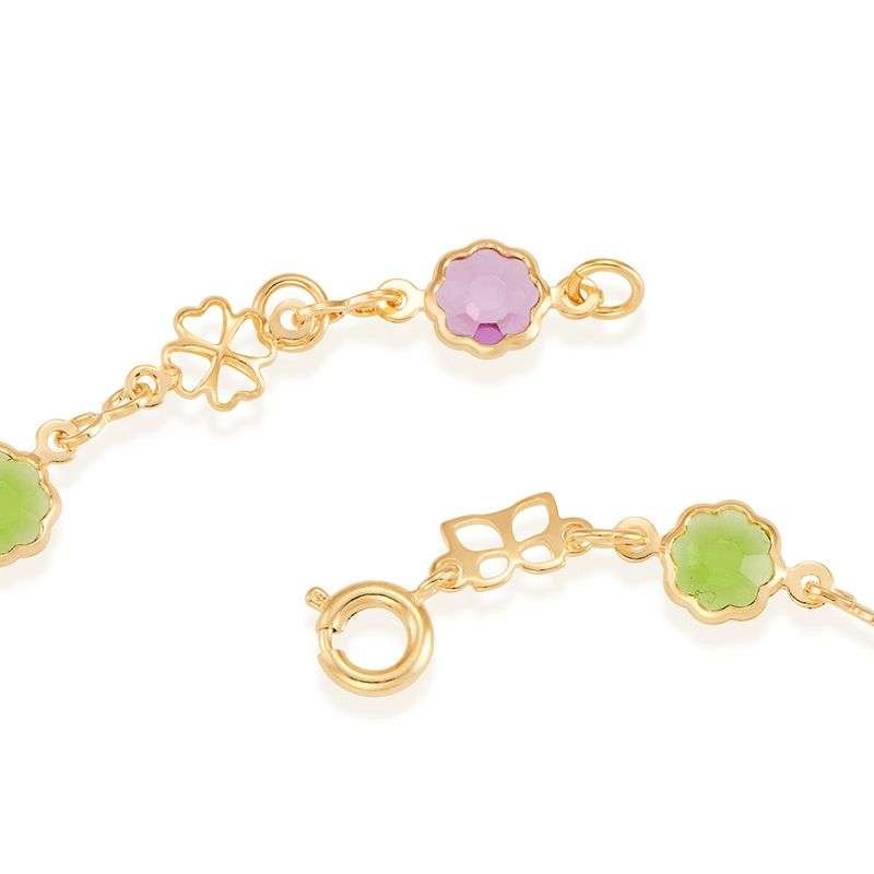 Pulsera de flores de colores enchapada en oro de 18k 4 Pulsera de flores de colores enchapada en oro de 18k - Imagen 2