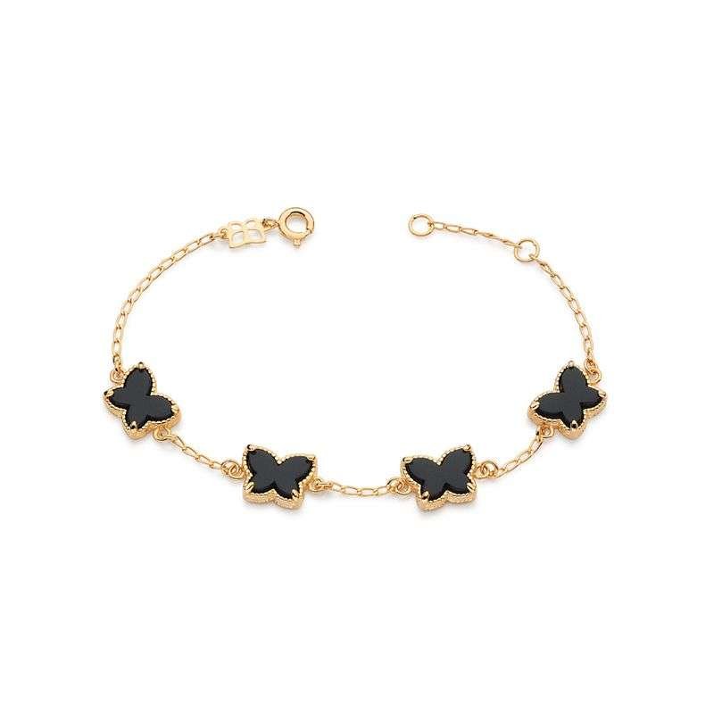Pulsera de mariposas negras enchapadas en oro de 18k 3 Pulsera de mariposas negras enchapadas en oro de 18k