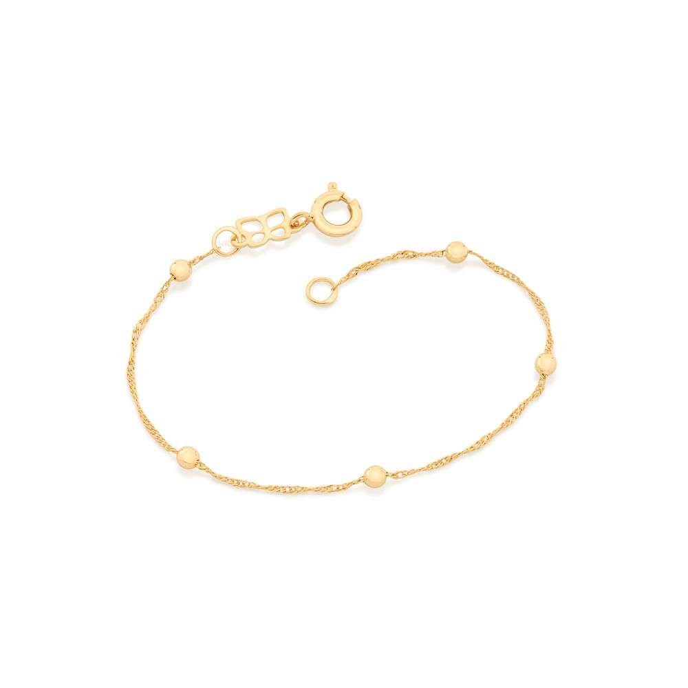 Pulseras de niñas con bolas enchapadas en oro de 18k 3 Pulseras de niñas con bolas enchapadas en oro de 18k