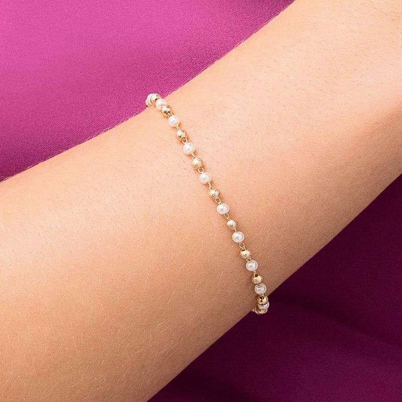 Pulseras de niñas con perla enchapadas en oro de 18k 4 Pulseras de niñas con perla enchapadas en oro de 18k - Imagen 2