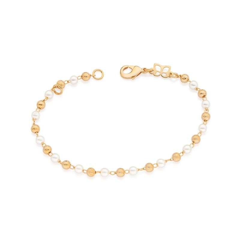 Pulseras de niñas con perla enchapadas en oro de 18k 3 Pulseras de niñas con perla enchapadas en oro de 18k