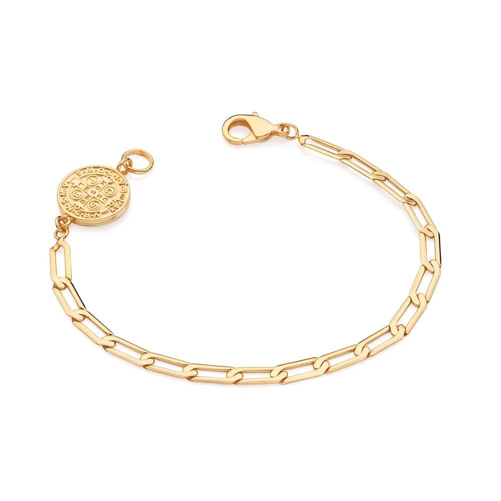 Pulseras de san benito enchapadas en oro 18k 3 Pulseras de san benito enchapadas en oro 18k