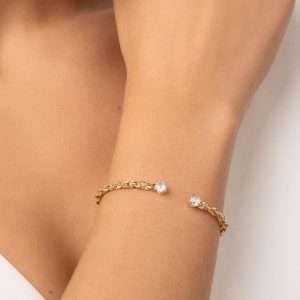 Pulsera trenzada con circonias enchapadas en oro de 18k