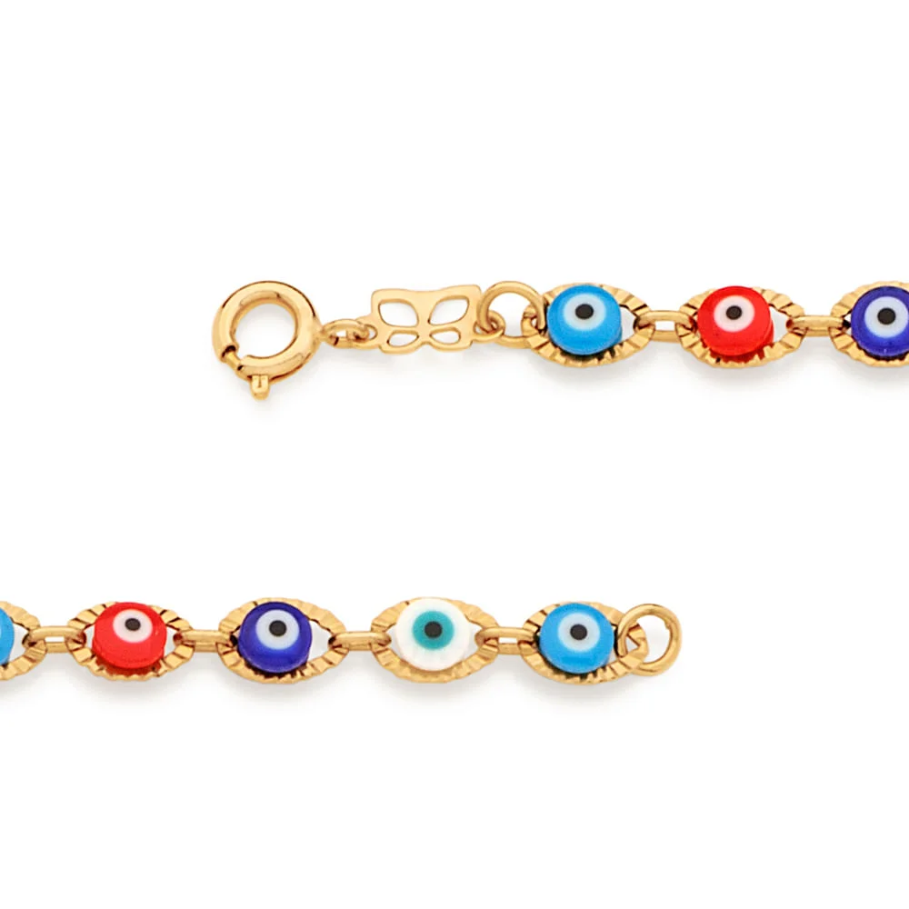 Pulseras Con Ojos Turcos De Colores Enchapadas En Oro 18K - Imagen 2