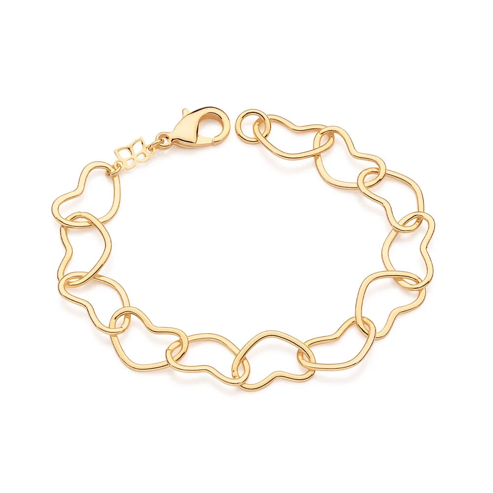 Pulseras de Corazones Entrelazados Enchapadas en Oro 18K 3 Pulsera de Corazones Entrelazados