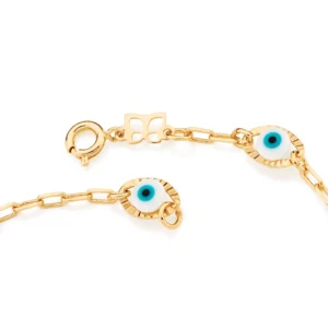 Alternative view of Pulsera de Ojos Turcos Celestes Enchapadas en Oro 18K