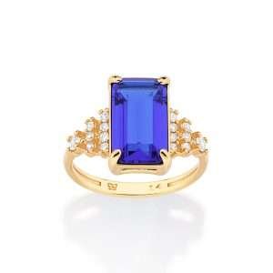 Sortijas color rectangular con circonias blancas enchapadas en oro de 18k