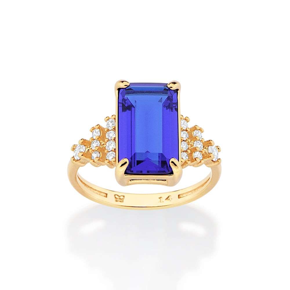 Sortijas color rectangular con circonias blancas enchapadas en oro de 18k 3 Sortijas color rectangular con circonias blancas enchapadas en oro de 18k