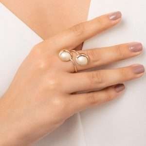 Alternative view of Sortijas con bolas ajustables enchapadas en oro de 18k