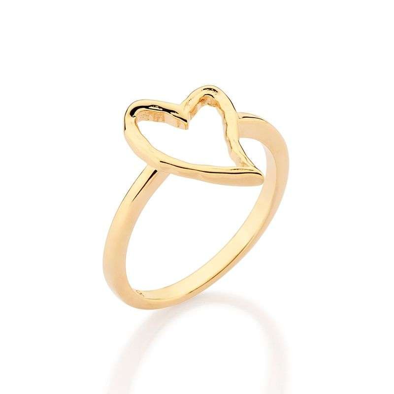 Anillo con corazón calado enchapada en oro de 18 3 Anillo con corazón calado enchapada en oro de 18