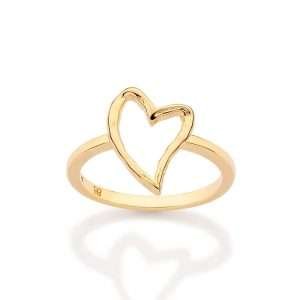 Alternative view of Anillo con corazón calado enchapada en oro de 18