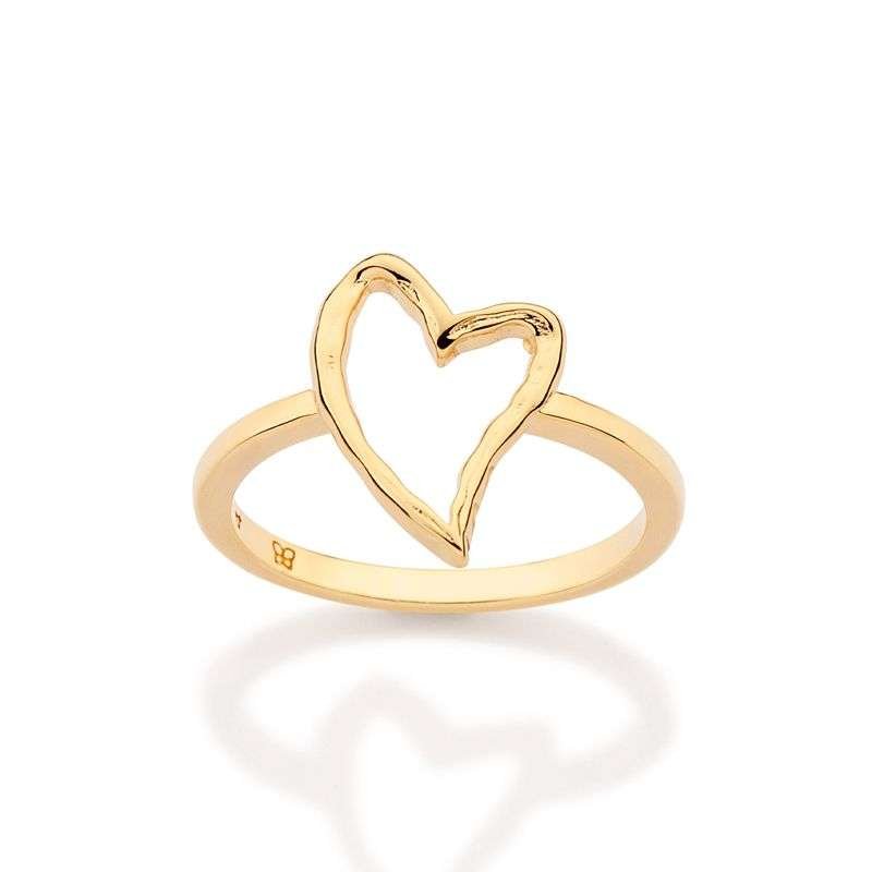 Anillo con corazón calado enchapada en oro de 18 4 Anillo con corazón calado enchapada en oro de 18 - Imagen 2