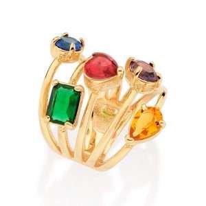 Sortijas con cristales de colores enchapadas en oro de 18k