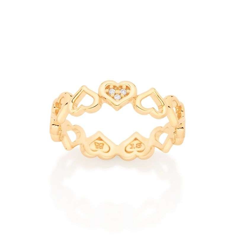 Anillo de corazón con circonias enchapadas en oro de 18k 3 Anillo de corazón con circonias enchapadas en oro de 18k