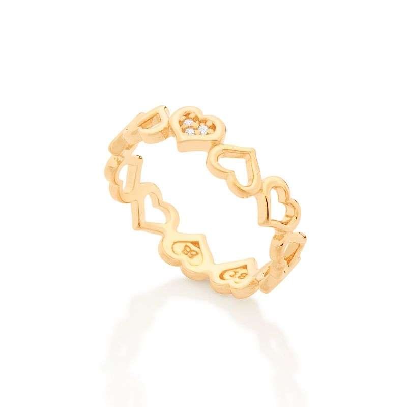 Anillo de corazón con circonias enchapadas en oro de 18k 5 Anillo de corazón con circonias enchapadas en oro de 18k - Imagen 3