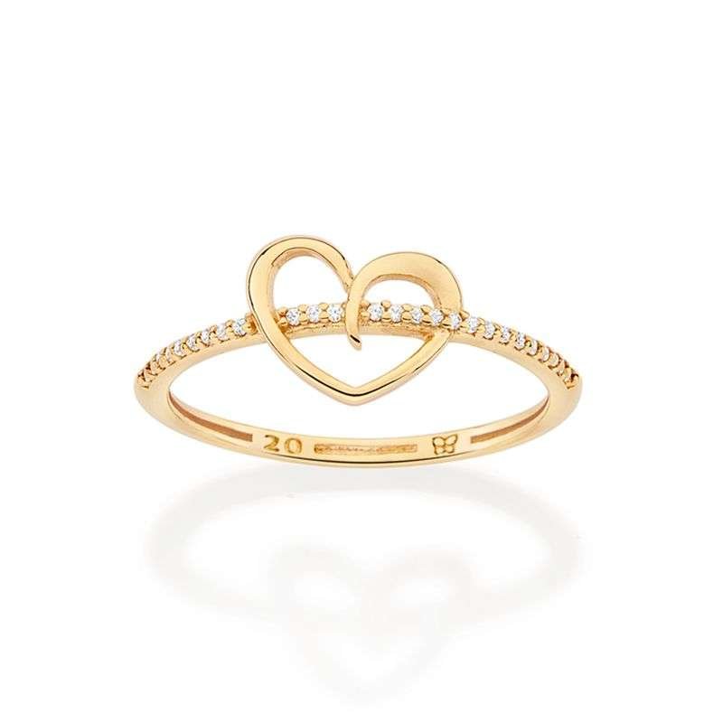 Anillo de circonia con corazón enchapada en oro de 18k 4 Anillo de circonia con corazón enchapada en oro de 18k - Imagen 2