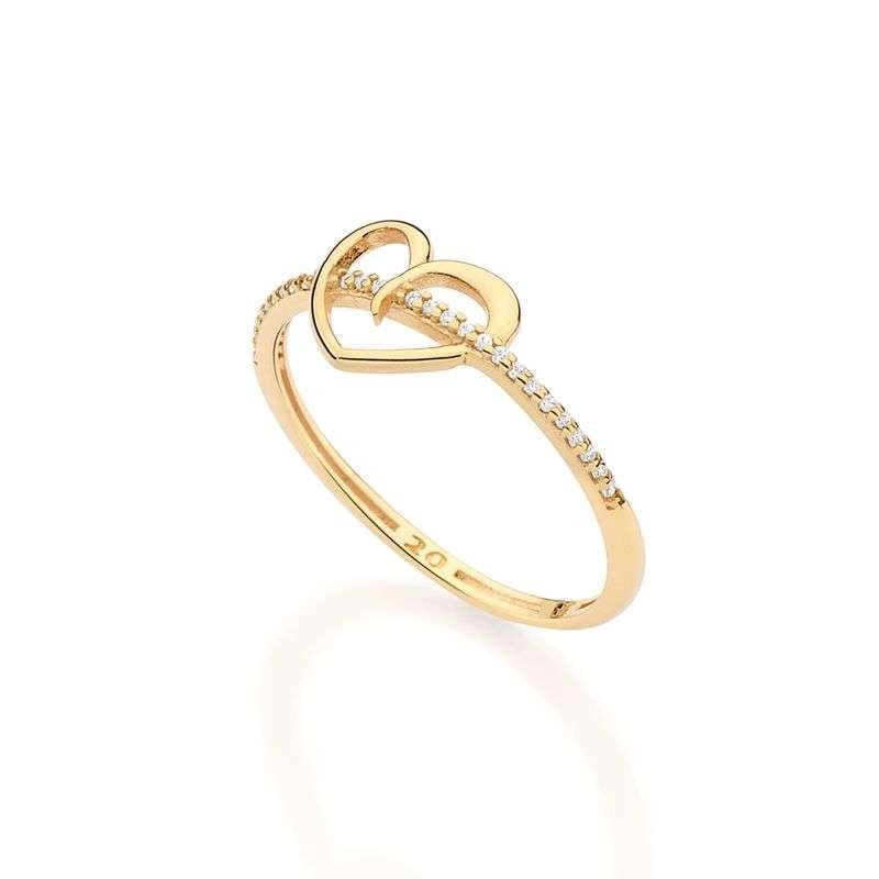Anillo de circonia con corazón enchapada en oro de 18k 5 Anillo de circonia con corazón enchapada en oro de 18k - Imagen 3