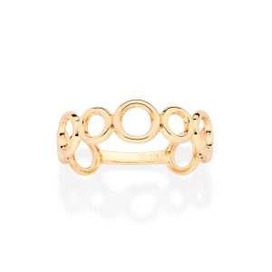 Sortija de círculos huecos enchapadas en oro de 18K