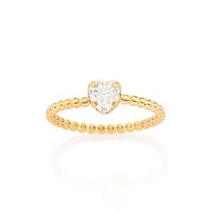 Anillo de corazón con circonias enchapadas en oro de 18k