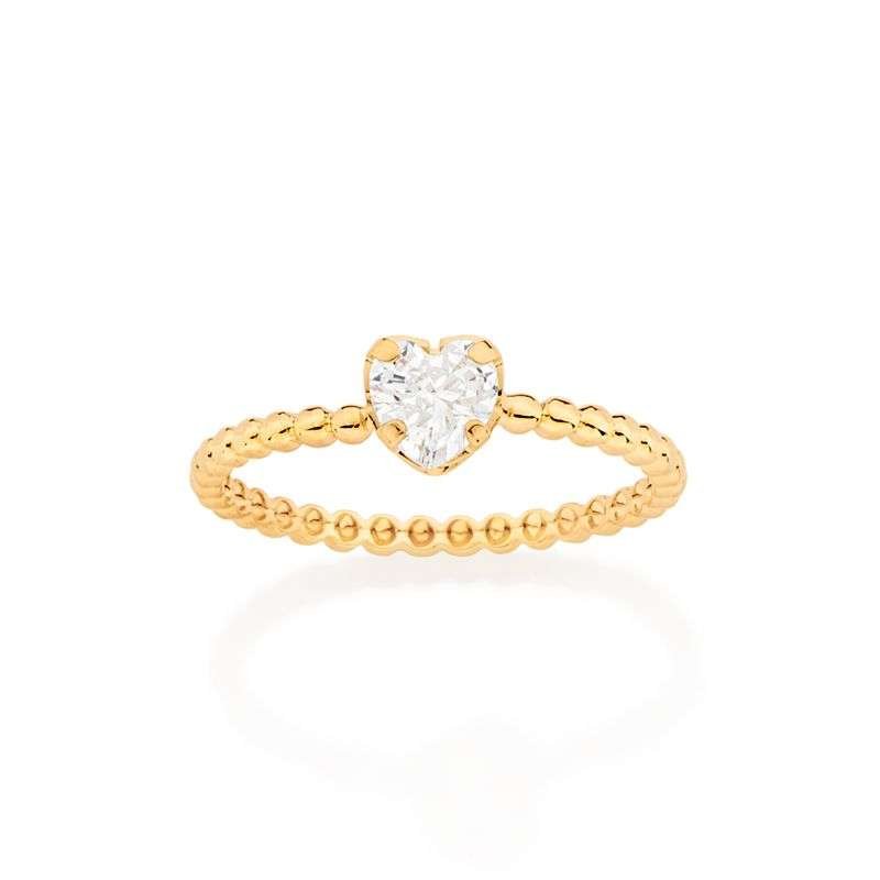 Anillo de corazón con circonias enchapadas en oro de 18k 3 Anillo de corazón con circonias enchapadas en oro de 18k