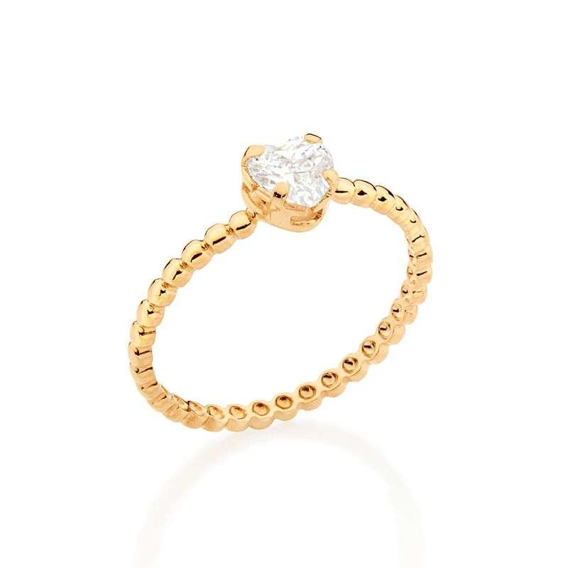 Anillo de corazón con circonias enchapadas en oro de 18k 5 Anillo de corazón con circonias enchapadas en oro de 18k - Imagen 3
