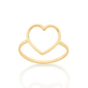 Alternative view of Anillo de corazón fino liso enchapada en oro de 18k