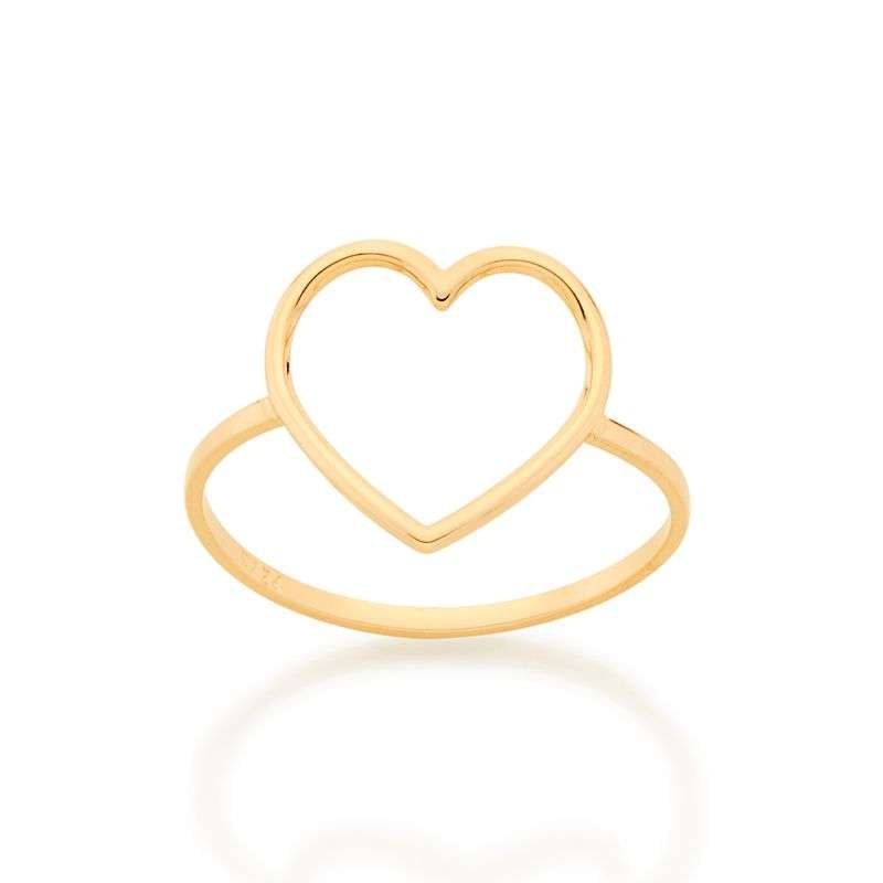 Anillo de corazón fino liso enchapada en oro de 18k 4 Anillo de corazón fino liso enchapada en oro de 18k - Imagen 2