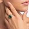 Anillo de cristal verde cuadrada enchapadas en oro de 18k - Imagen 2